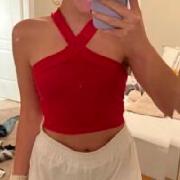 SHEIN Rib Knit Halter Crop Top - Picture 8 of 8